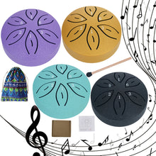 Load image into Gallery viewer, Leaf Design 3inch, 6-tone Mini Steel Tongue Drum + FREE Mallet and Storage Bag