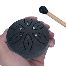 Load image into Gallery viewer, Leaf Design 3inch, 6-tone Mini Steel Tongue Drum + FREE Mallet and Storage Bag