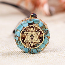 Load image into Gallery viewer, Orgonite, Natural Turquoises Pendant, EMF Radiation Protection Necklace