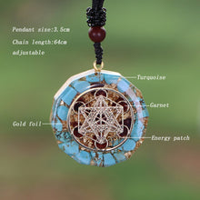 Load image into Gallery viewer, Orgonite, Natural Turquoises Pendant, EMF Radiation Protection Necklace