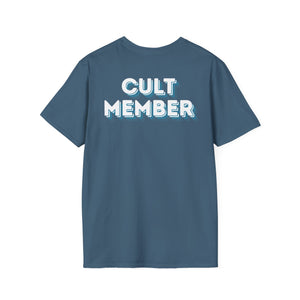 Cult Member - Unisex White/Blue Letters