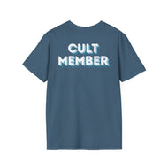 Cult Member - Unisex White/Blue Letters