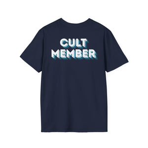 Cult Member - Unisex White/Blue Letters