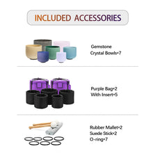 Load image into Gallery viewer, Gemstone Fusion Crystal Singing Bowl Set + FREE Bag, Mallet and O-ring