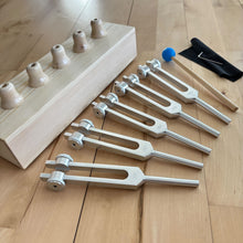 Load image into Gallery viewer, 5 pc Binaural Brainwave Weighted Tuning Fork Set with Resonance Box