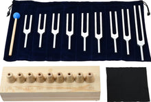 Load image into Gallery viewer, 9pcs Unweighted Solfeggio Tuning Fork Set + FREE Pouch and Mallet