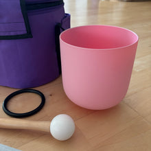 Load image into Gallery viewer, OUTLET - 6 inch Crown Chakra PINK Quartz Crystal Singing Bowl with Case