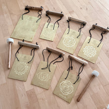 Load image into Gallery viewer, 7 Chakra Gong Plates with Holders