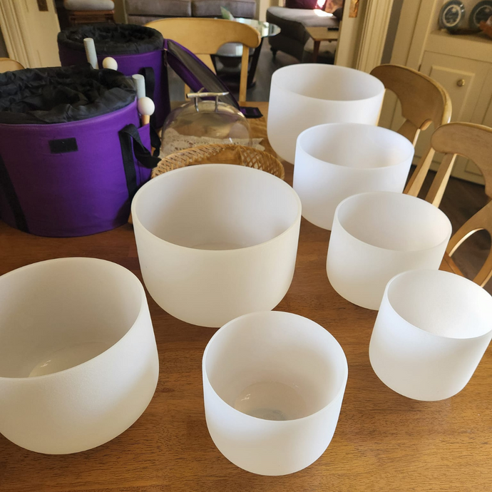 Wholesale 7 White Frosted Quartz Crystal Singing Bowl (pack of 3)