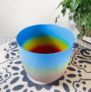8 Inch Rainbow Ombre Colored Quartz Crystal Singing Bowl with free mallet - 1pc only