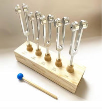 Load image into Gallery viewer, 5 pc Binaural Brainwave Weighted Tuning Fork Set with Resonance Box