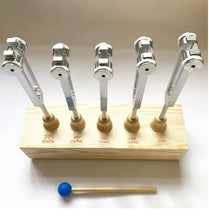 Load image into Gallery viewer, 5 pc Binaural Brainwave Weighted Tuning Fork Set with Resonance Box