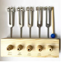 Load image into Gallery viewer, 5 pc Binaural Brainwave Weighted Tuning Fork Set with Resonance Box