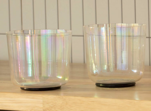 7pcs Cosmic Light Clear Crystal Singing Bowls Set, C D E F G A B Note
