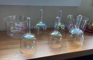 7pcs (2 regular bowls & 5 handled bowls) Solfeggio Harmonics Cosmic Crystal Practitioner Singing Bowl Set + FREE Mallet and O-ring