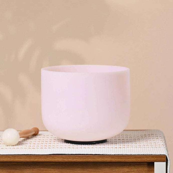Pink Rose Quartz Gemstone Fusion Crystal Singing Bowl + FREE Bag, Mallet and O-ring