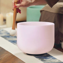 Load image into Gallery viewer, Pink Rose Quartz Gemstone Fusion Crystal Singing Bowl + FREE Bag, Mallet and O-ring