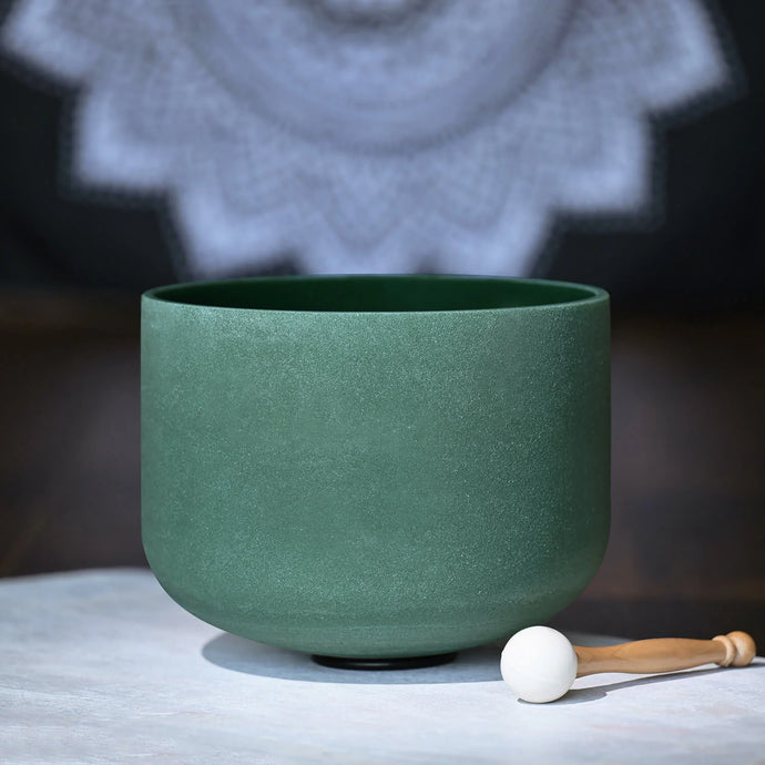 Emerald Gemstone Fusion Crystal Singing Bowl + FREE Bag, Mallet and O-ring