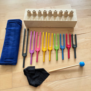 9pcs Unweighted Solfeggio Tuning Fork Set + FREE Pouch and Mallet