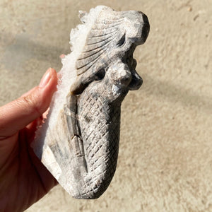 Natural Crystal Cluster Quartz Mermaid - Hand Carved