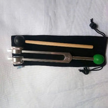 Load image into Gallery viewer, 136.1Hz Weighted Tuning Fork with Buddha Bead Base + FREE Pouch and Mallet