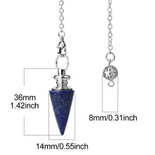 Load image into Gallery viewer, Natural Gemstone Crystal Conical Pendulum – Platinum Plated Chain