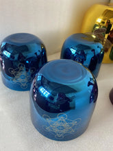 Load image into Gallery viewer, 3pcs Shiny Blue Color Crystal Singing Bowl with &quot;Metatron cube&quot; Engravings, 432hz + FREE Mallet and O-ring