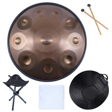Load image into Gallery viewer, 22 Inch, 9/10/12 Tone Hand Pan Steel Tongue Drum + FREE Drum Bag and Drum Stand