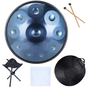 22 Inch, 9/10/12 Tone Hand Pan Steel Tongue Drum + FREE Drum Bag and Drum Stand