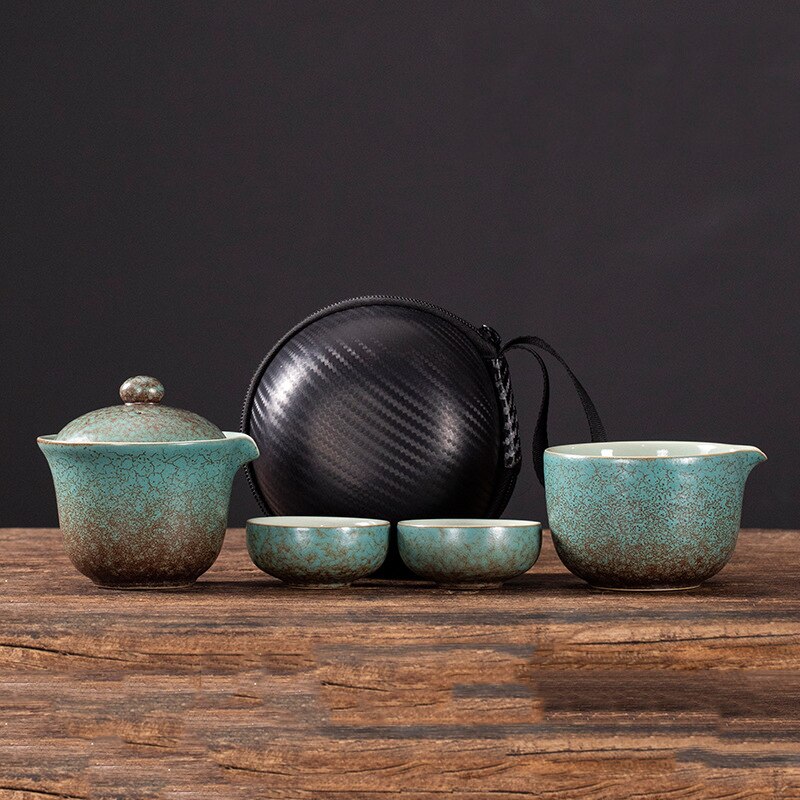Ceramic Chinese Travel Tea Tea Set + FREE Carrying Bag