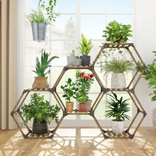 Load image into Gallery viewer, Hexagonal 7 Tier Wooden Multi-layered Instrument Display Shelf