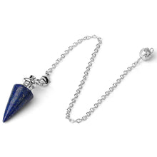 Load image into Gallery viewer, Natural Gemstone Crystal Conical Pendulum – Platinum Plated Chain