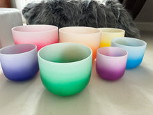 Load image into Gallery viewer, 6-12 inch 7 Chakra Quartz Crystal Singing Bowl Set - Gradient Chakra Color + 2 FREE Carrying Cases