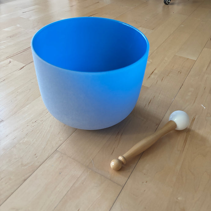 Outlet -  8 inch Blue Quartz Crystal Singing Bowl, Mallet and O-ring