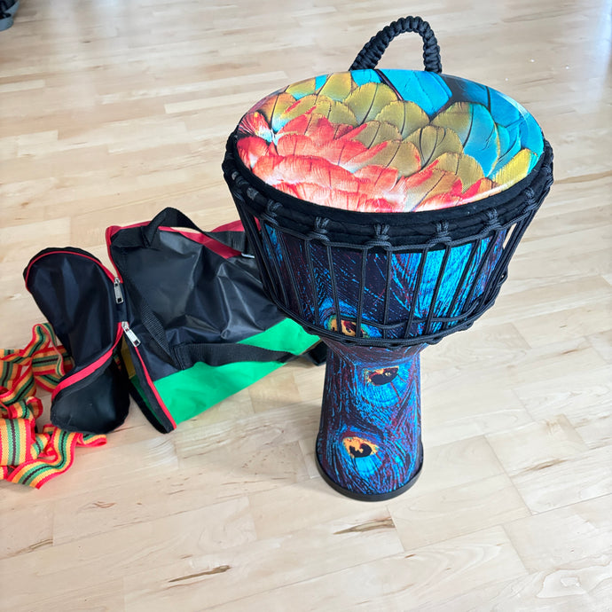 Outlet - 11 Inch Feather Pattern Djembe Percussion African Drum