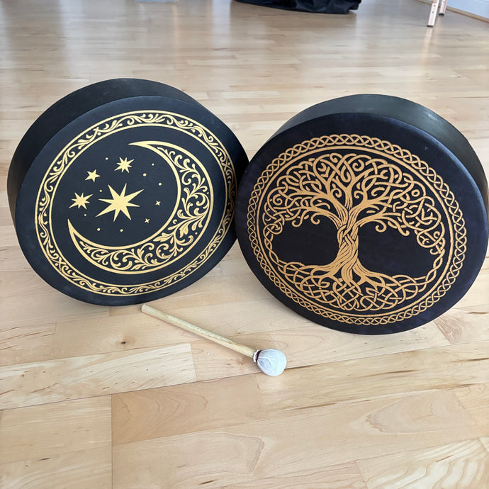 12 inch Tree of Life or Moon and Stars Shaman Drum