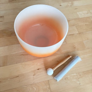 Outlet -  11 inch Orange Ombre Quartz Crystal Singing Bowl, Mallet and O-ring