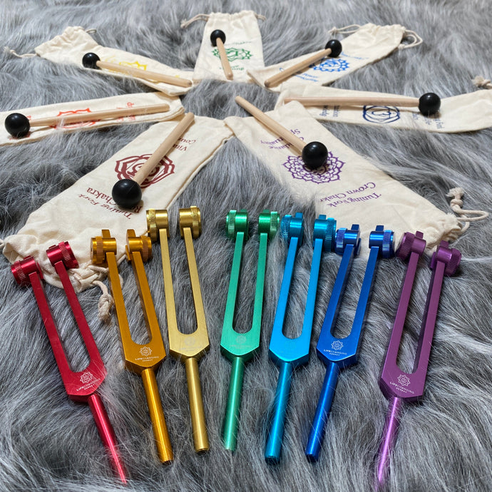 Wholesale - Chakra Tuning Forks with Bags and Mallets (4 pack)