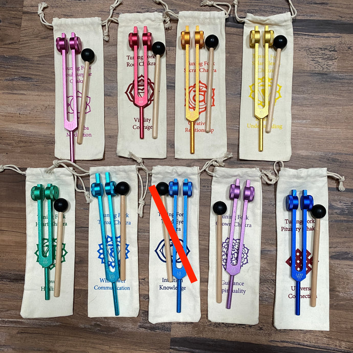 Outlet - 8 Solfeggio Tuning Forks with Bags and Mallets