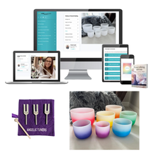 Load image into Gallery viewer, Launch Collection - 3 courses + 7 pc singing bowl set + 3 pc angel tuning forks