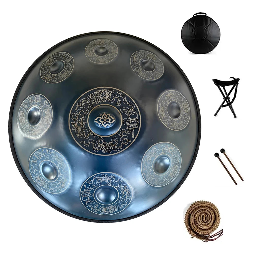 22 Inch 440HZ 9/10/12 Tone, D Minor Hand Painted Handpan + FREE Carryi