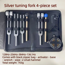 Load image into Gallery viewer, Aluminum Alloy Tuning Fork Set (128Hz / 256Hz / 384Hz / 136.1Hz / 528Hz) with Bag, Activator &amp; Accessories