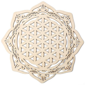 Wooden Flower Of Life Crystal Grid - Large 11.8inch / 30cm
