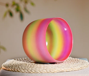 8 Inch Candy Rainbow Colored Quartz Crystal Singing Bowl + FREE Mallet and O-ring