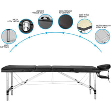 Load image into Gallery viewer, 79 inch Portable Massage Table – Adjustable 3-Fold Spa Bed