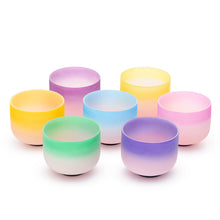 Load image into Gallery viewer, 7-12 Inch Pastel Gradient Set of 7 Crystal Singing Bowls + FREE Carrying Case, Mallet and O-ring