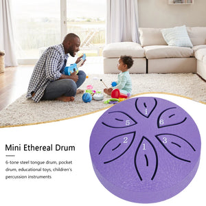 Leaf Design 3inch, 6-tone Mini Steel Tongue Drum + FREE Mallet and Storage Bag