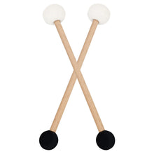 Load image into Gallery viewer, 2pcs Double-Ended Mallets – Rubber &amp; Felt Drum Sticks with Wooden Handle