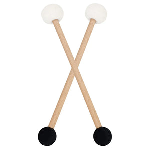 2pcs Double-Ended Mallets – Rubber & Felt Drum Sticks with Wooden Handle