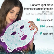 Load image into Gallery viewer, 8 Color Silicone LED Face &amp; Neck Mask Set — Photon Light Therapy for Skin Rejuvenation, Acne &amp; Anti-Aging
